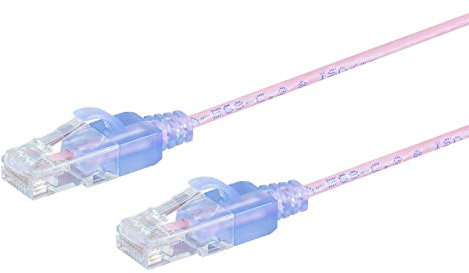 Monoprice Cat6A Ethernet-Patchkabel – Snagless RJ45, 550 MHz, 10 G, UTP, reiner blanker Kupferdraht, 30 AWG, 5er-Pack, 91 cm, Pink – SlimRun-Serie
