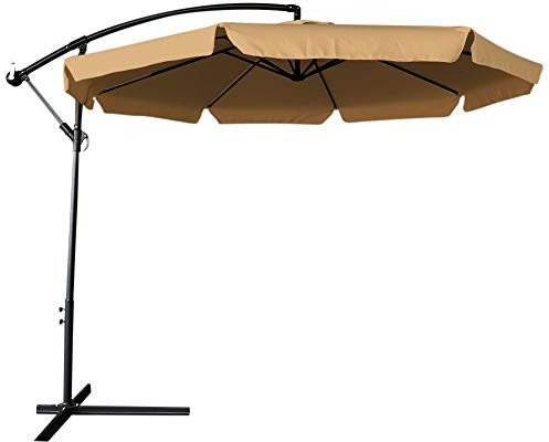 BAKAJI Ombrellone da Giardino Decentrato 3x3 Mt Palo Alluminio Chiusura a Manovella Base a Croce Sistema Air Vent Arredamento Esterno Gazebo Piscina Giardino Terrazzo Ambienti Esterni (Coffee)
