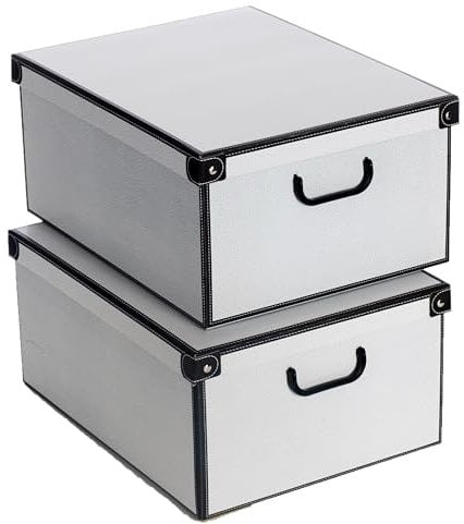 2er-Set Aufbewahrungsbox mit Deckel für Kleidung und Wäsche, Weißer Moschus Gross Karton Kleiderschrankboxen, saisonaler Wechsel, Geschenkboxen 50x39x24 cm, Farbe 7