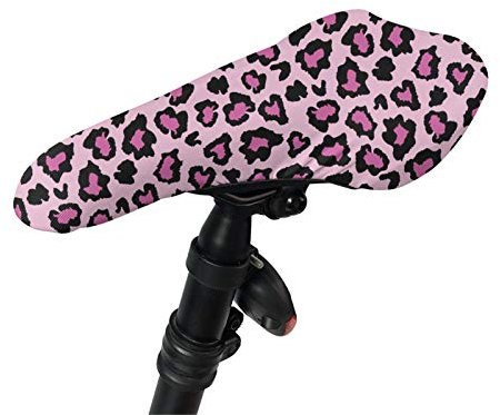 HUGS IDEA Rosa Leopard Fahrradsattelbezug Sattelbezug Fahrradsitzschutz Elastisch Staubabweisend Outdoor Fahrradsattelbezug Sonnen-/Staubabweisend