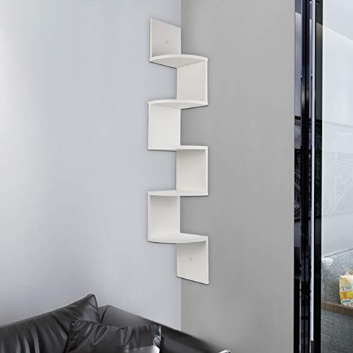 Yizhe Schweberegale,Wandboard,Wandregal,Organizer,Aktenschränke,Zeitungsständer,Ablagegestelle,5-stufiges es stehendes Lagerregal Eckregal Bücherregal -weiß