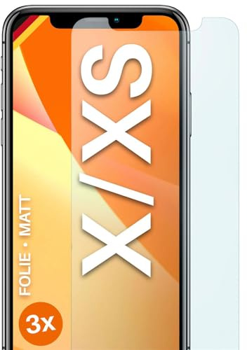 moex FlexProtect matte Schutzfolie für iPhone X/iPhone XS Displayschutz Folie matt gegen Reflexionen, Anti Reflex Handyfolie mit Sonnenschutz, Kompatibel mit jeder Handyhülle, 3 Stück