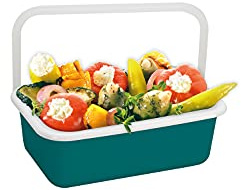 HONEYWARE Frischhaltedose mit Deckel, Emaille Petrol, hitzebeständig | Vorratsbehälter, für Kühlschrank, Gefrierfach, Herd, Backofen und Grill, stapelbar, BPA-frei, spülmaschinengeeignet
