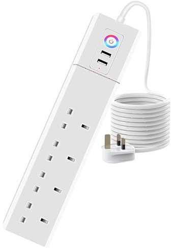 Smart Power Strip, Smart Extension Lead Alexa Compatible, 4 AC Outlets, 5ft Long Cord, Compatible with Google Home, SmartThings, Timer, and Voice/Remote Control