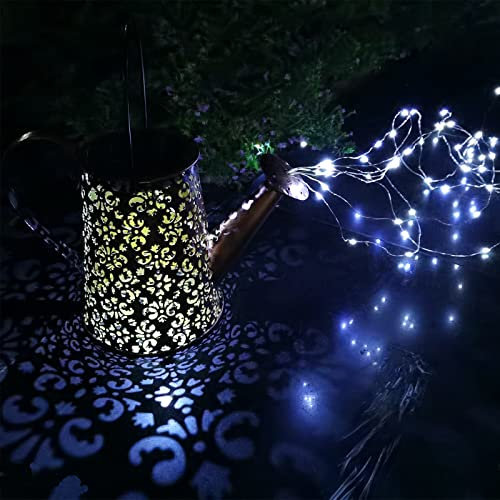 lifemet Luces solares para decoración de jardín, resistente al agua, luz LED, luz de ducha, guirnalda de regadera, para césped de patio, con soporte, color blanco frío