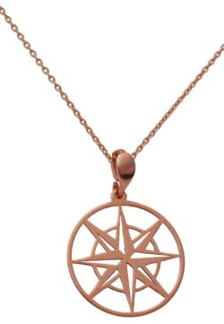 RAPHAEL SPERDIN Collier tendance en Argent 925 type Rose de vents | Bijoux de qualité fabriqués en France (Argent doré à l'Or Rose 18 carats)
