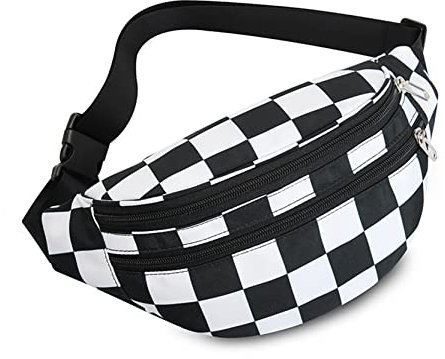 Radfahren Reisen Hüfttasche Mode Bauchtasche, Karierte Bumbe Tasche Fanny Pack for Männer Frauen Taille Tasche Doppel Reißverschluss Geld Hüfttasche Beutel zum Laufen Wandern Camping Training Radfahre