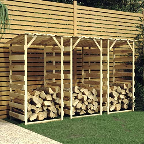 KOIECETA 3X Kiefernholz Holzunterstand Holzlager außen Imprägniert Pergola mit Dach Unterstand Überdachung Kaminholzregal Brennholzregal Feuerholzregal Garten 100x90x200cm
