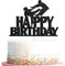 Happy Birthday Cake Topper, Karate Theme Cake Decorations for Kids Adults, Men Women Taekwondo Kung Fu Silhouette Birthday Cake Picks, Glitter Happy Birthday Aniversary Party Supplies, Black