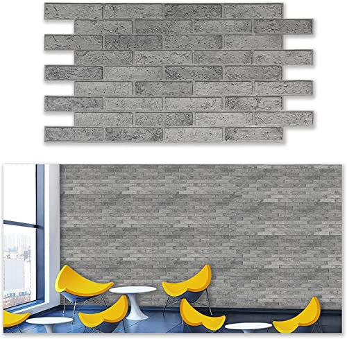 Grace Baltic - 3D-Wandpaneele für Innenwanddekoration, nicht klebend, dünn und elastisch, PVC-Kunst Grauer Ziegel (16 stück / 7.84 m2)