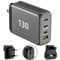 130W USB C Schnell Faltbare Wand Desktop Ladegerät, 100W PD PPS 4 Port GaN II USB C Schnellladestation mit Extent AC Kabel Desktop Reise Netzteil für MacBook, Laptop, iPad, iPhone 15 14 13, Samsung