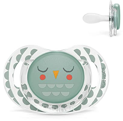 Suavinex, Schnuller für Babys von +18 Monaten, Schnuller mit physiologischem Sauger aus Silikon SX Pro, flacher und flexibler Sauger, Bonhomia, Grün
