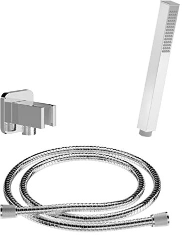CHRIS BERGEN Brausegarnitur - SET aus Stabhandbrause, Wandanschlussbogen und Brauseschlauch - in Chrom