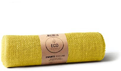 Juteband, Tischläufer, Soft Jute, Natur/Farbig 30 cm breit, 5 m Rolle | Tischband Deko Hochzeit rustikal Natur/Farbig (hellgelb)