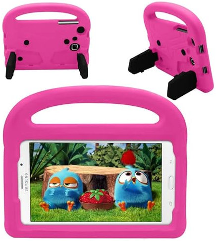 Kids Case For Samsung Galaxy Tab 3/Tab 4 7.0 Inch SM-T230 T231 T235 P3200, Tablet Case Kids Friendly Lightweight, Handle with Stand, Soft EVA Foam Shockproof Protective Cover, Rose