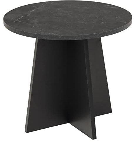 AC Design Furniture Axel Beistelltisch Rund in Schwarzer Marmoroptik, Ø: 50 x H: 45 cm, Kleiner Lampentisch, Schwarzer Akzenttisch, Kleiner Couchtisch, Moderner Schwarzer Wohnzimmertisch