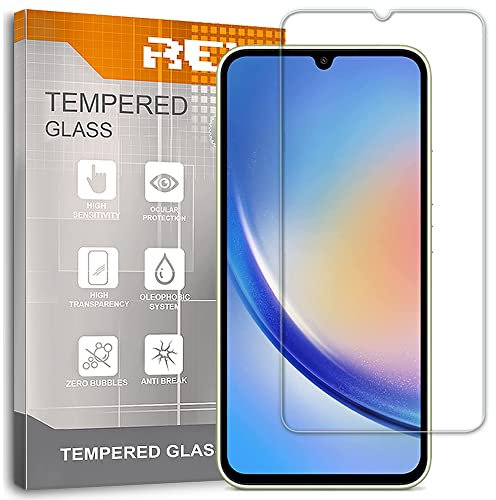 REY Protector de Pantalla para Samsung Galaxy A34 5G - Galaxy A25 5G - Galaxy A15 4G - Galaxy A15 5G, Cristal Vidrio Templado Premium
