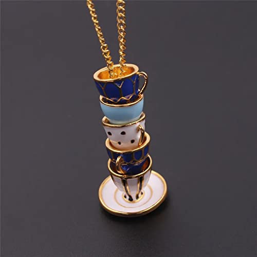 Necklace Pendant Fashion Womens Mens Necklace Teacup Necklace Cups Pendant Necklace Long Necklaces Tea Cups Jewelry on The Neck Jewelry birthday gifts for women men