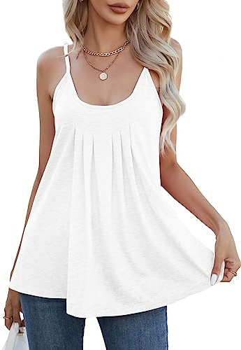 iChunhua 2023 Ladies Sleeveless Tops Size 18 UK Soft Flattering Vest Tops Women UK Loose Fit White 2XL
