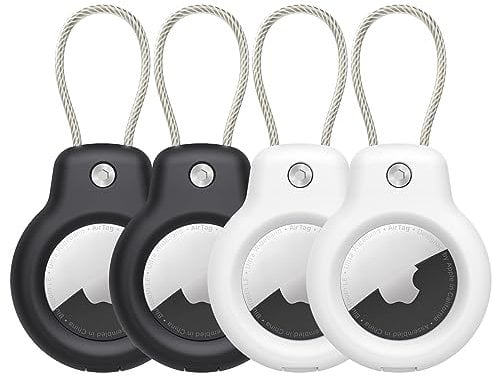 SPGUARD Compatible with Apple AirTag Secure Holder With Wire Cable,Air Tag Lock Case Keychain Key Ring Key Chain Luggage tag For Keys, Luggage & More