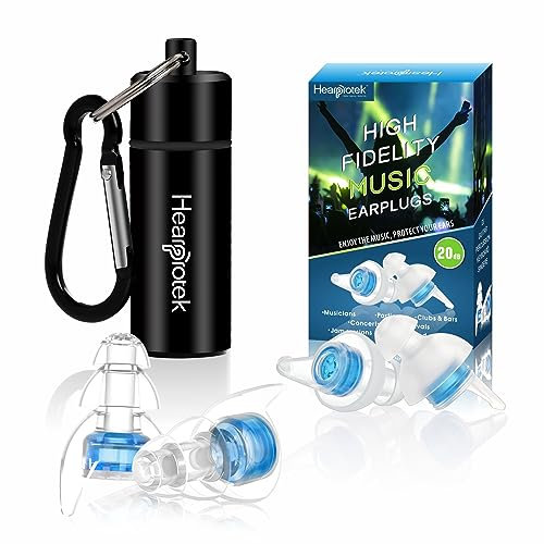 Hearprotek Tapones para los oídos para conciertos de alta fidelidad, 20db tapones protección auditiva para músicos, DJ, bateristas, percusión, festival, club nocturno (Azul)