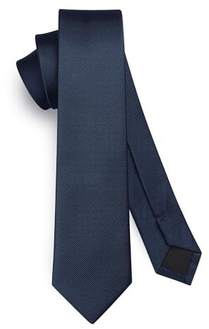 HISDERN Herren Krawatte Navy Schmale Einfarbig Seide Krawatten für Herren Klassische Formelle Elegante Schlipse Hochzeit Party Business Krawatte 6cm