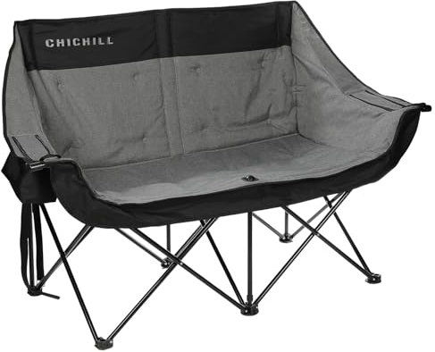CHICHILL Silla de camping doble, sofá biplaza de camping de gran tamaño para adultos, soporta 250 kg, silla de campamento plegable resistente con bolsas enfriadoras para deportes al aire libre y playa