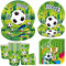OMZSXK 50 pièces de vaisselle de fête de football Set,Football anniversaire vaisselle assiettes de fête,football assiettes en carton gobelets serviettes pour 10 invités