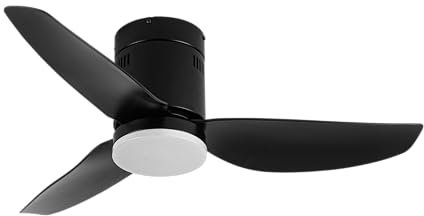 Abrila - Ventilador DC BORAX | con tres Aspas en Color Negro con Luz | con 6 Velocidades Ajustables | 3 Temperaturas de Luz Seleccionables | Mando a Distancia Incluido
