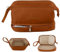 QLoztyse Trousse de Toilette Femme－Trousse Maquillage de Voyage en Cuir, Sac de Rangement Maquillage Double Couchue, Grand Organisateur avec Compartiments, Marron