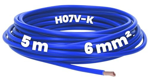 Kalitec 5 Meter H07V-K 6 mm² dunkelblau Verdrahtungsleitung I Aderleitung flexibel I Litze 6mm2 I Verdrahtung feindrätig I Einzelleitung I Kabel eindrähtig für Schaltschrank I Schaltdraht