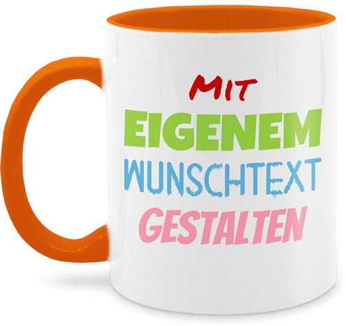Tasse Tassen 325ml - Aufdruck selbst gestalten - Wunschtext I Mit eigenem Text personalisiert I Custom Text - 325 ml - Orange - arbeitstassen paartassen personalisierte beschriften glühweintassen