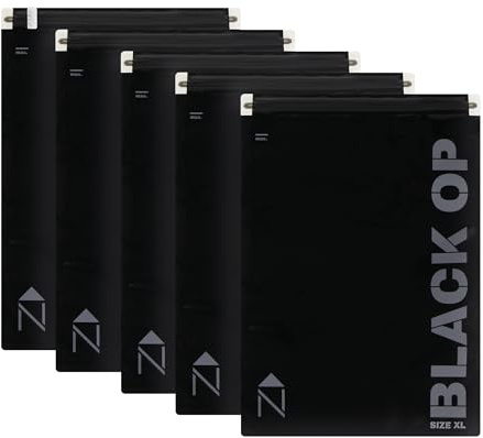 Noaks Bags, 5er-Set wasserdichte Beutel (IPX8), Geruchsdicht, Black OP XL | ZIP Druckverschlussbeutel – schützt Aromen & Terpene, Reise-Organizer, Packsack, Dokumentenschutz, Lebensmittelsicher