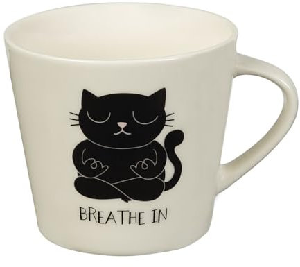 moses. Ed, the Cat Becher Yoga, Kaffeetasse mit Katzen-Motiv, beidseitig bedruckter Kaffeebecher aus Keramik, Geschenk für Katzenliebhaber, Teetasse mit 420 ml Fassungsvermögen, spülmaschinengeeignet