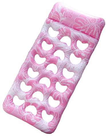 MagiDeal Aufblasbarer Pool-Schwimmer mit Kopfstütze, schwimmender Matten-Pool-Schwimmstuhl, schwimmender Liegestuhl zum Surfen auf der Schoßparty, ROSA