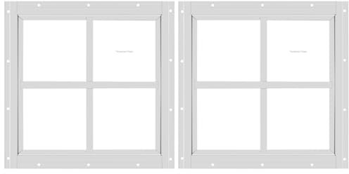 Lot de 2 fenêtres d'abri de jardin 30,5 x 40,6 cm (l x H), fenêtre encastrée blanche avec verre trempé pour cabanes, abris de jardin, garage et poulailler