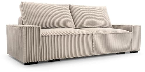 Meble Doktór Sofa Lucan 95x250x103 cm - Ausklappbar mit Schlaffunktion – Federn – 2 Kissen – Mit Bettkasten – Gepolsterte Rückenlehne - Cordähnlicher Stoff - Tilia 03
