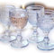 Darthome Blue Wine Goblet Glasses 250ml Set of 4 Embossed Glass Drinking Red White Table
