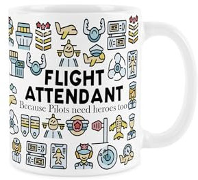Tazza per assistente di volo, regalo divertente per equipaggio e personale di trasporto aereo, tazza in ceramica bianca per tè e caffè, bevande calde