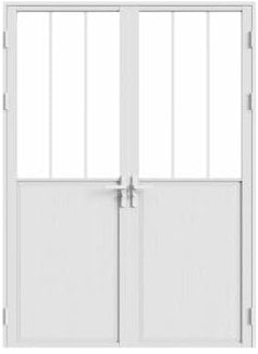 Vente-unique - Bloc porte réversible à deux battants en aluminium et verre trempé style atelier - 2 x H204 x L73 cm - Blanc - ERMELO
