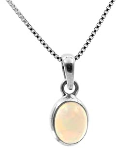 Venezianer Kette 0,6 mm Halskette Äthiopischer Opal Anhänger 925 Sterling Silber Damen Herren Halskette