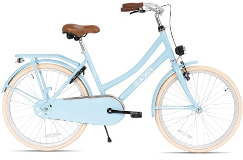 SJOEF City Kinderfahrrad 22 Zoll | Ab 7-9 Jahren | Kinder Fahrrad für Mädchen/Jugend | EN4210 geprüft | V-Brake & Rücktrittbremse | Reflektoren & Schloss - Hell Blau