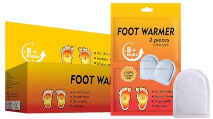 Fußwärmerwärmer, 40 Paar Fußheizkissen, langlebige Zehenwärmepacks mit Klebstoff, bis zu 10 Stunden Fußwärmung für sportliche Aktivitäten, 7 x 9,5 cm