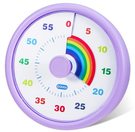Visueller Timer für Kinder, 60 Minuten Regenbogen Countdown Timer für Kinder und Erwachsene mit Stummer Klassenzimmer Schreibtisch Tools für das Küche, Backen, Fitnessraum (Violett)