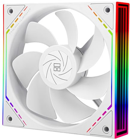 Thermalright TL-M12RW Ventilador de CPU Enfriador de Carcasa de 120 mm ARGB, Conector PWM de 4 pines Ventilador de ordenador silencioso con rodamiento S-FDB, ventilador de escritorio Tiene ambos lados