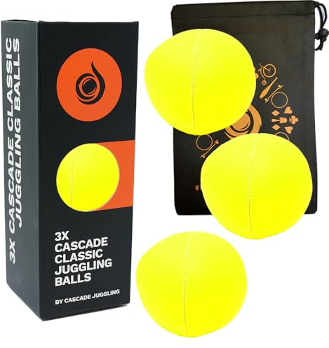 3 x Pro 115 g Cascade Neon Classic Thud Jonglierbälle & Tasche – Set mit 3 Jonglierbällen (Gelb)