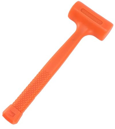 Tissting 1LB Dead Blow Hammer with Steel Core and Non-Slip Grip for Precision Strikes - Dual Rubber Ends Absorb Shock Ideal for Flooring Automotive and Construction Work in Orange 30cm/12in