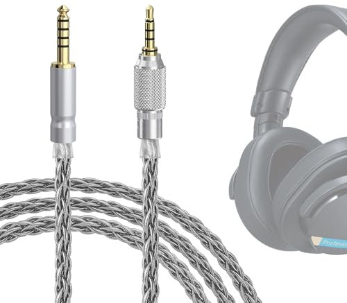 GEEKRIA Apollo Silver-Plated Upgrade 4.4mm to 3.5mm Audio Cable Compatible with Sony MDR-MV1 MDR-M1 MDR-M1ST Headphones Replacement Cord With Threaded Knob Locking Device (4.9ft / 1.5m)