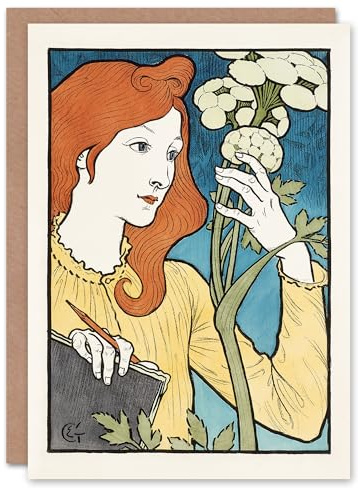 Artery8 Eugene Grasset Art Card Salon des Cent Woman Drawing Flower