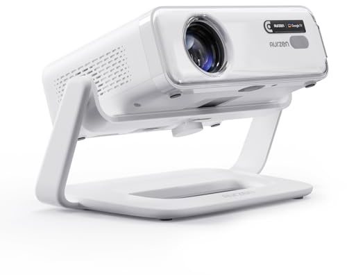 Aurzen EAZZE D1G Google TV Projector & 180° Adjustable Stand Bundle, Official Google TV & Dolby Audio, 4K Supported, Auto Focus & Keystone, HDR10 Portable Home Cinema Projector, White